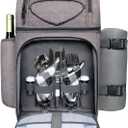 Hap Tim Picnic Basket Backpack for 2 Person with 2 Insulated Cooler Compartment, Wine Holder, Fleece Blanket, Cutlery Set, Gifts Ideals for Wedding, White Elephant, Bridal Showers, Christmas (Gray)