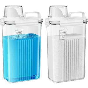 Laundry Detergent Dispenser for Laundry Room,94oz Fabric Softener Dispenser,Liquid Laundry Detergent Container,Laundry Detergent Organizer for Laundry Room Organization with 6 Labels,2 Pack