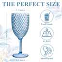 24pcs Blue Plastic Wine Glasses 13.5oz Reusable Acrylic Wedding Goblets Toasting Glassware Unbreakable Wine Cups with Long Stem Crystal Drinking Glasses Champagne Flutes for Bar Restaurants Party, Large