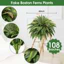 CQURE 108 Branches Fake Ferns Artificial Plants Large, 50" Set of 2 Artificial Boston Ferns Faux Hanging Fake Plants for Outdoors Planter Home Garden Decor