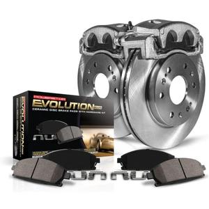 PowerStop Front Brake & Caliper Kit for Ford F-250 1995-99 |F-250 HD 1997 |F-350 1995-97 - Ceramic Brake Pads + Calipers + Disc Rotors Replacement, KCOE5089