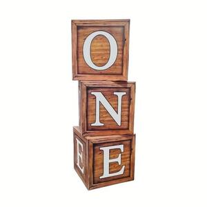 One Boxes for 1st Birthday Wood Grain, One Balloon Box, Baby Girl First Birthday Decorations, 1st Birthday Party Supplies Boy, 1 Year Anniversary Decorations Photoshoot Props Backdrop. (Wood Grain)