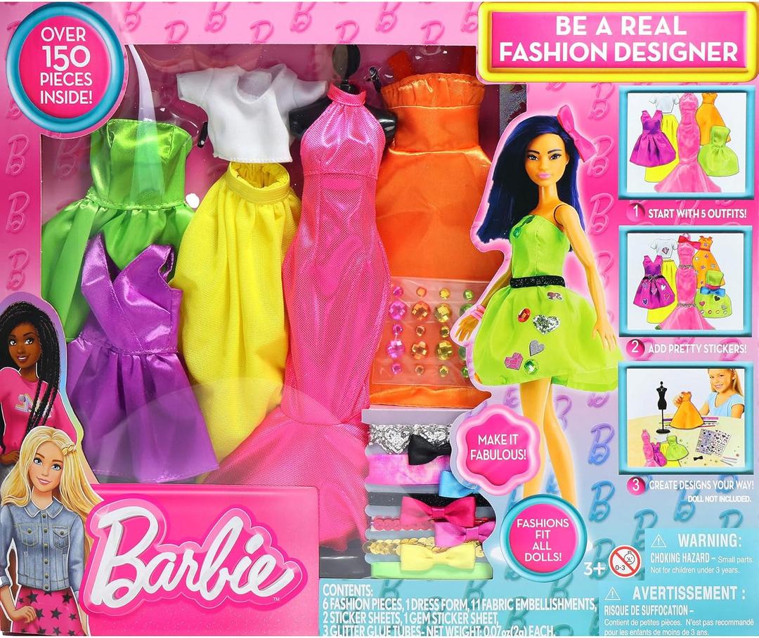 Barbie Be a Real Fashion Designer Neon Edition  DIY Dress-Up Craft Kit with Neon Fabrics & Accessories  Design Custom Outfits for Barbie Dolls  Gift for Creative Girls Ages 6+