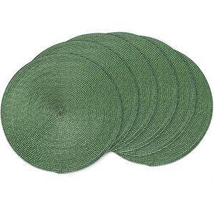 AHHFSMEI Round Braided Placemats 15 Inch Round Table Mats for Dining Tables Natural Woven Heat Resistant Place mats Set of 6 (Olive Green)