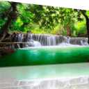 Wall Art Waterfall Tree Landscape Picture Canvas Wall Art Print Paintings Modern Artwork for Living Room Wall Decor and Home Dcor Framed Ready to Hang,2cm Thick Frame, Waterproof Artwork. (40"L x 20"W)