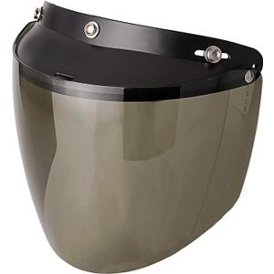 3-Snap Visor for Open Face Motorcycle Helmet Wind Shield Flip Up Down (Light Smoke)
