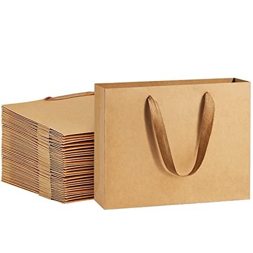 BagDream 8.6x4x7 25Pcs Brown Kraft Paper Bags with Handles, Heavy Duty Small Gift Bags for Party Favor, Retail, Merchandise, Soft Cloth Handle Sturdy Paper Sacks