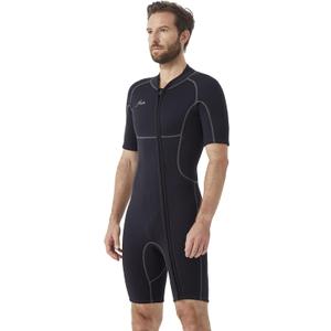 Hevto Men Shorty Wetsuits 3/ 2mm Neoprene Front Zip Short Wet Suit for Surfing Swimming SUP Snorkeling Diving (M2S-Black, 3XL)