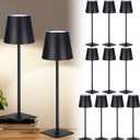 Retisee 12 Pack Cordless Table Lamp Portable LED Rechargeable Desk Lamp 3000mah Battery Operated 3 Color Stepless Dimming Waterproof Touch Control for Bedroom Restaurant (Black,Square Base)