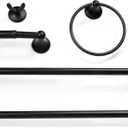 Bathroom Hardware Accessory Set Includes 24’’ and 18"  Towel Bar, Toilet Paper Holder, Hand Towel bar and Robe Hook - Bathroom Towel Rack Set (5 - Piece Accessories Set, Satin Nickel) Matte Black