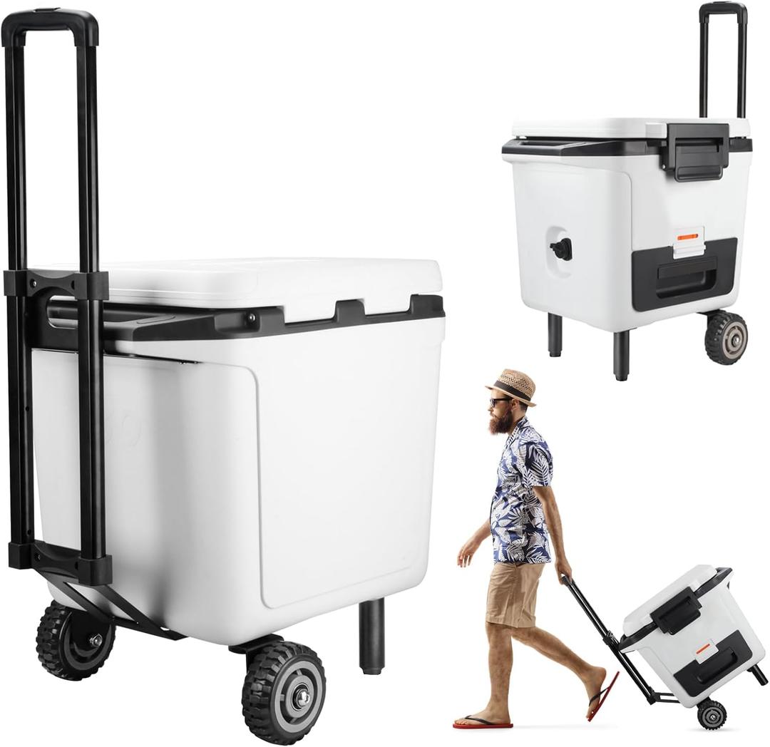 WEIGUZC Cooler Wheels Kit for Ninja FrostVault 30qt/50qt Hard Cooler - 5 Inch Wheels & Retractable Handle - Heavy Duty Cooler Accessories for Camping & Beach (Wheel Kit Only)
