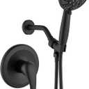 gotonovo Single-Handle Shower Faucet Set Shower Kit with Valve Shower Head and Handle Set Shower Trim Kit with 6 Modes ABS Handheld Shower Fixtures Shower Valve and Trim Kit Matte Black