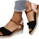 Orthopedic Wedge Sandals for Women 2026 Summer Dressy Trendy Platform Casual Walking Arch Support Espadrilles Wedges (Black, S)