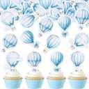 40pcs Blue hot air balloon Cupcake Toppers Baby Shower Gender Disclosure Party Kids Birthday Party Cake Decorations Supplies