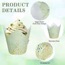 Whaline 200Pcs Sage Green Gold Dots Tulip Cupcake Liners Greaseproof Muffin Baking Liners Foil Gold Dots Cupcake Wrappers Baking Cup for Bridal Baby Shower Wedding Birthday Party Decor