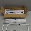 Wedding Welcome Sign Stand, Welcome to our Wedding Sign Holder, White Easel Stand for Sign Poster With Design Bundle & Ground Stakes & Leather Sign Hanging Straps, Linen Sign Stand for Wedding Decor