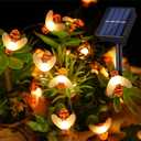 ITICdecor Solar Bee String Lights Outdoor Waterproof 50 LEDs 8 Modes Honeybee Fairy Light Outdoor Lights Patio Garden Fence Yard Wedding Christmas Tree Decor (Orange)