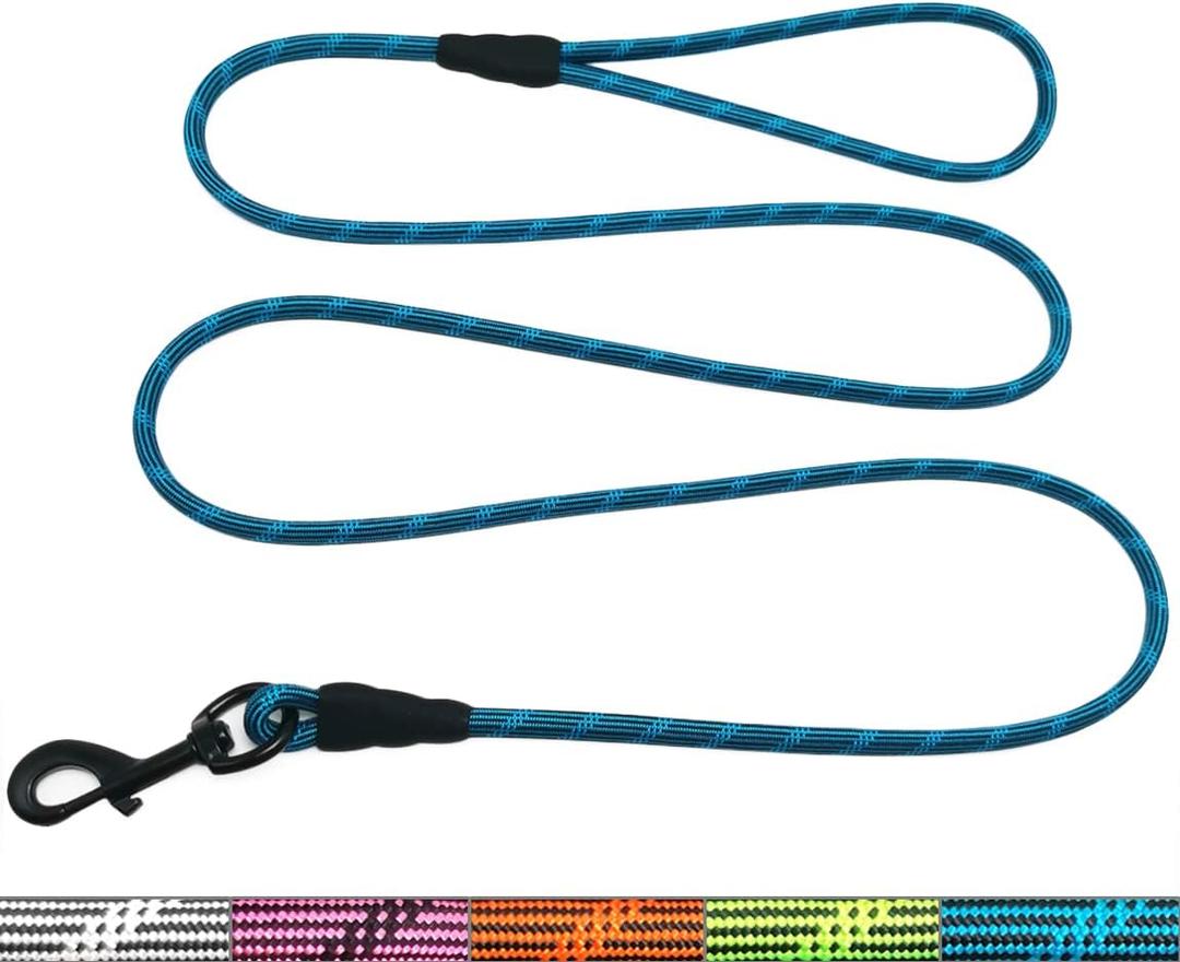 WYuZe Reflective X-Small Dog Leash 6 FT, Thin 1/5" Lightweight Rope Leash for Puppy Training, Walking Leads for Cats Chihuahua Maltese Small Pets Up to 15lb (6FT x1/5", Blue)