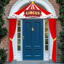 3 Pcs Circus Theme Party Decorations, Carnival Party Entryway Door Decorations, Circus Tent Decorations Set, Halloween Red White Striped Banner for Circus Clown Party Halloween Decor