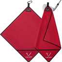 Magnetic Golf Towel for Bag 18" x 18" with Clip Exclusive Cleaning Pocket Microfiber Waffle Ultra Absorbent Club Ball Cleaner Essential Golf Accessories and Gifts for Men Women,(Red 1 Pack)