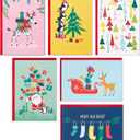 Hallmark Boxed Christmas Cards Assortment, Colorful Vintage (6 Designs, 24 Cards with Envelopes)