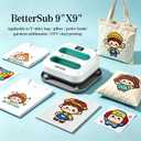 BetterSub Heat Press Machine - Portable & Compact Heat Transfer Machine, Suitable for T-Shirts, Bags, Pillows, Fuse Beads, Clothing Sublimation and HTV Vinyl Printing, 9"X9" Teal