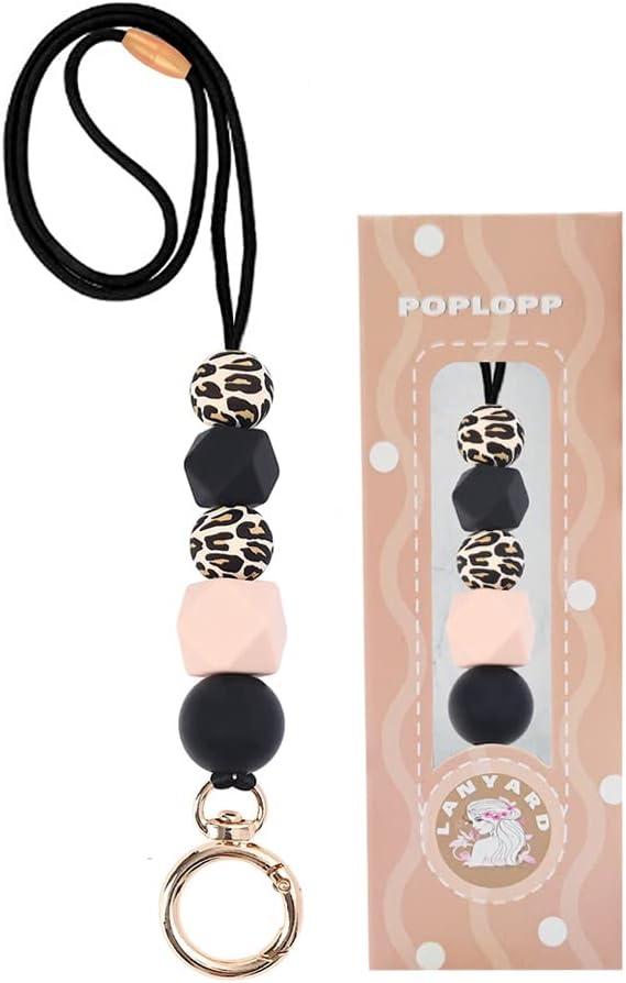 3 x Teacher Lanyards for ID Badges and Keys, Cute Silicone Beaded Lanyard for Women Nurse Employees Students
