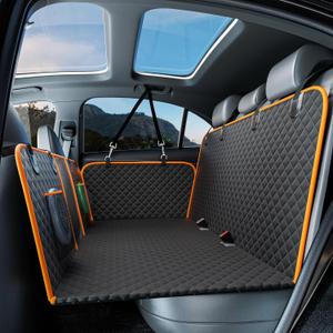 Back Seat Extender for Dogs - Large Space, Waterproof Dog Car Seat Cover for Back Seat with Hard Bottom Holds 420lbs, 600D Heavy-Duty Upgraded Material Dog Hammock for Car