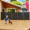 160 Inch Retractable Baby Gates Extra Wide, 42 Inch Extra Tall Retractable Gate, 13 FT Reinforced Retractable Dog Gate with Reinforcement Rod to Prevent Crawling Through, for Doorways, Stairs, Hallway (Black)