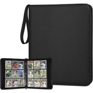 GERMUN 9 Pocket Card Binder, Premium Zip Trading Card Binder, 720 Double Sided Pocket PU Card Collection Binder, Collector Card Album, Card Folder for MTG, TCG, Sports Cards, Game Cards (Black)