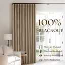 Light Brown Pinch Pleated 100% Blackout Linen Bedroom Curtains 96 Inch Length Double Layer Pleat Curtains Ring Hooks Back Tab Black Out Room Darkening Drapes 96 Inches Long Living Room Copper Coffee, 40"W x 96"L