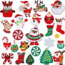 ANUTRION 24pcs Christmas Iron-on Patches Kit - Embroidered Sew Applique Repair Patch, Assorted Styles Xmas Patches for Craft, Clothing, Decoration & DIY Gifts