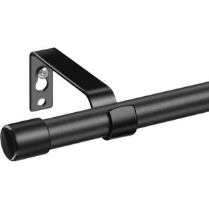 Black Curtain Rods for Windows 66 to 120 - 5/8 Inch Heavy Duty Curtain Rod Set - Rustic Blackout Drapery Rods with Brackets - Extra Long 137inch - Matte