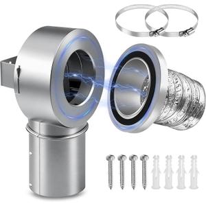 90Magnetic Dryer Vent Coupling-Quick Connection and Disconnection Strong Magnet Self-Alignment Design Quick-Installation Dryer Magnetic Vent Connector Dryer Vent Connector KitSilver