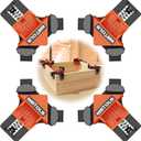 WETOLS Corner Clamp for Woodworking, 90 Degree Right Angle Clamp, Wood Clamps, 4Pcs Adjustable Spring Loaded Woodworking Clamp, Gifts for Him, Birthday Gifts for Men, Photo Framing, Orange