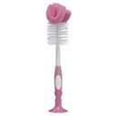 Dr. Brown's Reusable Sponge Baby Bottle Cleaning Brush with Suction Cup Stand, Scrubber and Nipple Cleaner, Pink 1-Pack