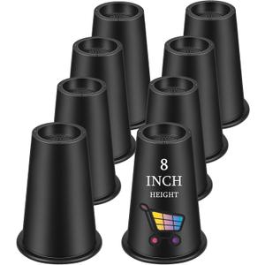 Shouwuhho Bed Risers 8 Inch, Heavy Duty Round Furniture Risers Lifts 14" 12" 8" Table, Desk Leg, Sofa, Couch, Adjustable Bed Frame Risers Supports Up to 6,000 Lbs, Black, 8 Pack