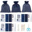 INFUNLY 3 Set Sashiko Drawstring Bag Kit DIY Sashiko Embroidery Bag Set with Printed Fabric Sewing Handbag Kits Embroidery Starter Kit Needlepoint Sewing Bags with Instruction for Beginner Adult