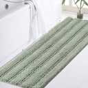 Turquoize Sage Green Bathroom Rugs Runner Extra Long 47 x 17 Large Bath Mat Plush Shaggy Chenille Bathroom Rug Non-Slip Bath Rug Runner Extra Soft & Absorbent Thick Floor Mats, Machine Washable, Sage