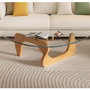 Modern Glass Coffee Table, Mid Century Small Coffee Table, Coffee Table for Living Room,Suitable for Bedroom Living Room Reception Office Tables (Wood/Transparent, Small)