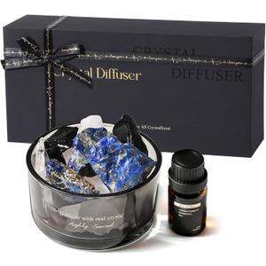 Crystal Stone Aroma Diffuser with Essential Oils for Home Bathroom Office, Home Decor & Fragrance 2 in 1, Chic Aromatherapy Gift Set (Bluebell Scent)