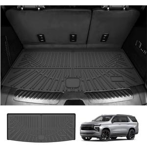Cartist Cargo Liner for Chevy Tahoe/GMC Yukon 2021-2025 2026 (Not for Yukon XL), All Weather Cargo Mats for Tahoe Accessories, Heavy Duty TPE Behind The 3rd Row Trunk Mat, Car Accessories