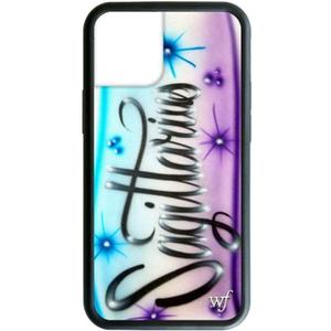 Wildflower Cases - Zodiac Airbrush Sagittarius Case, Compatible with Apple iPhone 12 Mini | Blue, Star, Zodiac, Trendy - Protective Black Bumper, 4ft Drop Test Certified, Women Owned Small Business