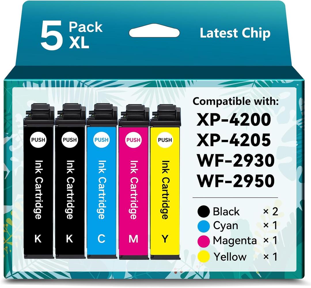 Remanufactured Ink Cartridge for Epson 232 Ink Cartridge Combo Pack for Epson XP-4205 XP-4200 WF-2930 WF-2950 for 232XL T232 XL High Yield (5 Pack)