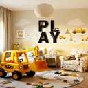 Kathfly 4 Pcs Construction Truck Theme Play Sign Playroom Wall Pediments Wood Construction Wall Art Play Room Decor for Kids Nursery Room Decorations