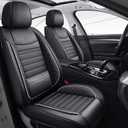 Car Seat Covers Full Set Universal Fit for Most Cars SUV Sedans Trucks Leather Car Seat Cushion Automotive Seat Cover Accessories Waterproof Leatherette Car Seat Cushion Covers , Black and White 