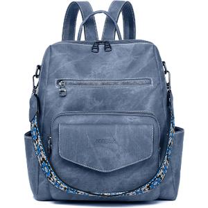 WYFJNX Backpack Purse for Women PU Leather Backpack Ladies Fashion Handbag Designer Shoulder Bag Small Travel Bag Blue