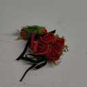 Yunlly 2 Pcs Boutonniere Wrist Corsage Set Artificial Rose Wine Red Corsage Wristband Boutonniere Flower Decor Wrist Corsage for Men Women Bride Bridesmaids Wedding Accessories Prom Suit Decor