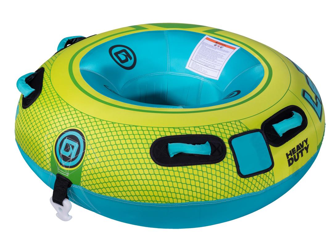 O'Brien LeTube Deluxe Towable Tube 1 Person Donut-Style Inflatable for Boating & Lake Watersports 56" Durable Full Nylon Cover, Lightning Valve & Quick-Connect Tow Hook
