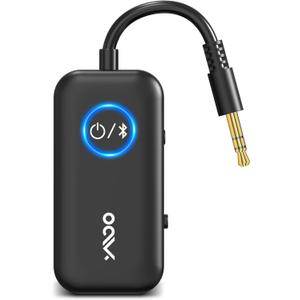 YMOO Bluetooth 5.3 Transmitter Receiver for TV/Airplane to 2 Headphones, Wireless Audio Adapter with Aptx/Aptx-HD Low Latency (<40ms), Aux Connector for Home Stereo/Bluetooth Earbuds/PC/Gym (Black)